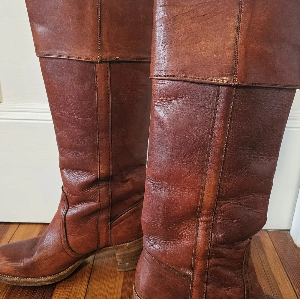 Vintage Frye Brown Cognac Campus Boots Size 9 Great Condition - Picture 7 of 11
